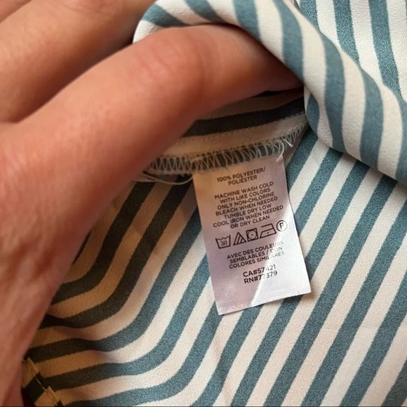 Ann Taylor petite striped shirred button down shirt size small petite - Picture 9 of 9
